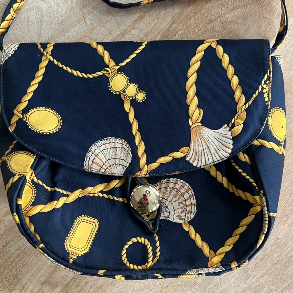 Stuart Weitzman Navy and Gold Crossbody Bag